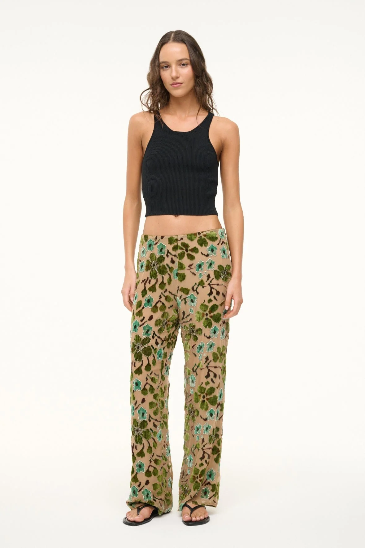 AVOLA BEADED PANT | MOSS FLORAL TAPESTRY