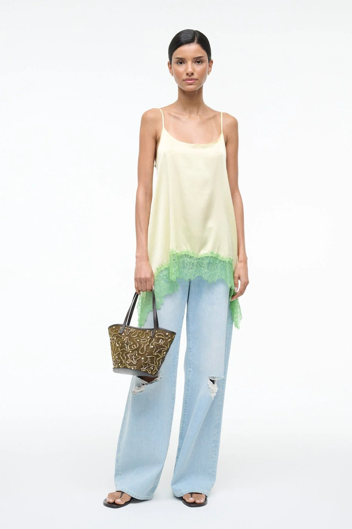 CHLOE SILK CAMI | KEY LIME SPROUT