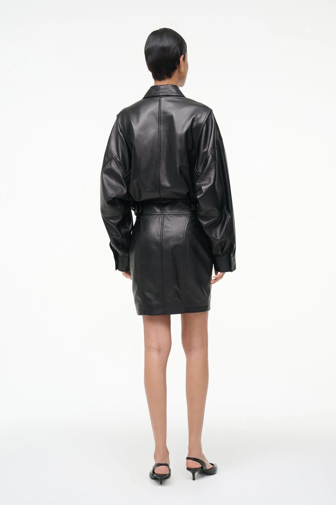 CLAUDETTE LEATHER DRESS | BLACK - Image 4