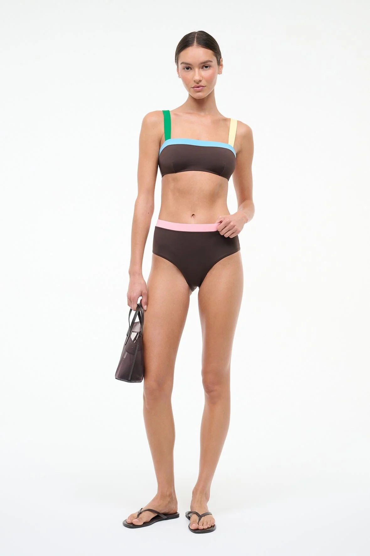 DEVON HIGH RISE BIKINI BOTTOM | DARK CHOCOLATE MULTI - Image 4