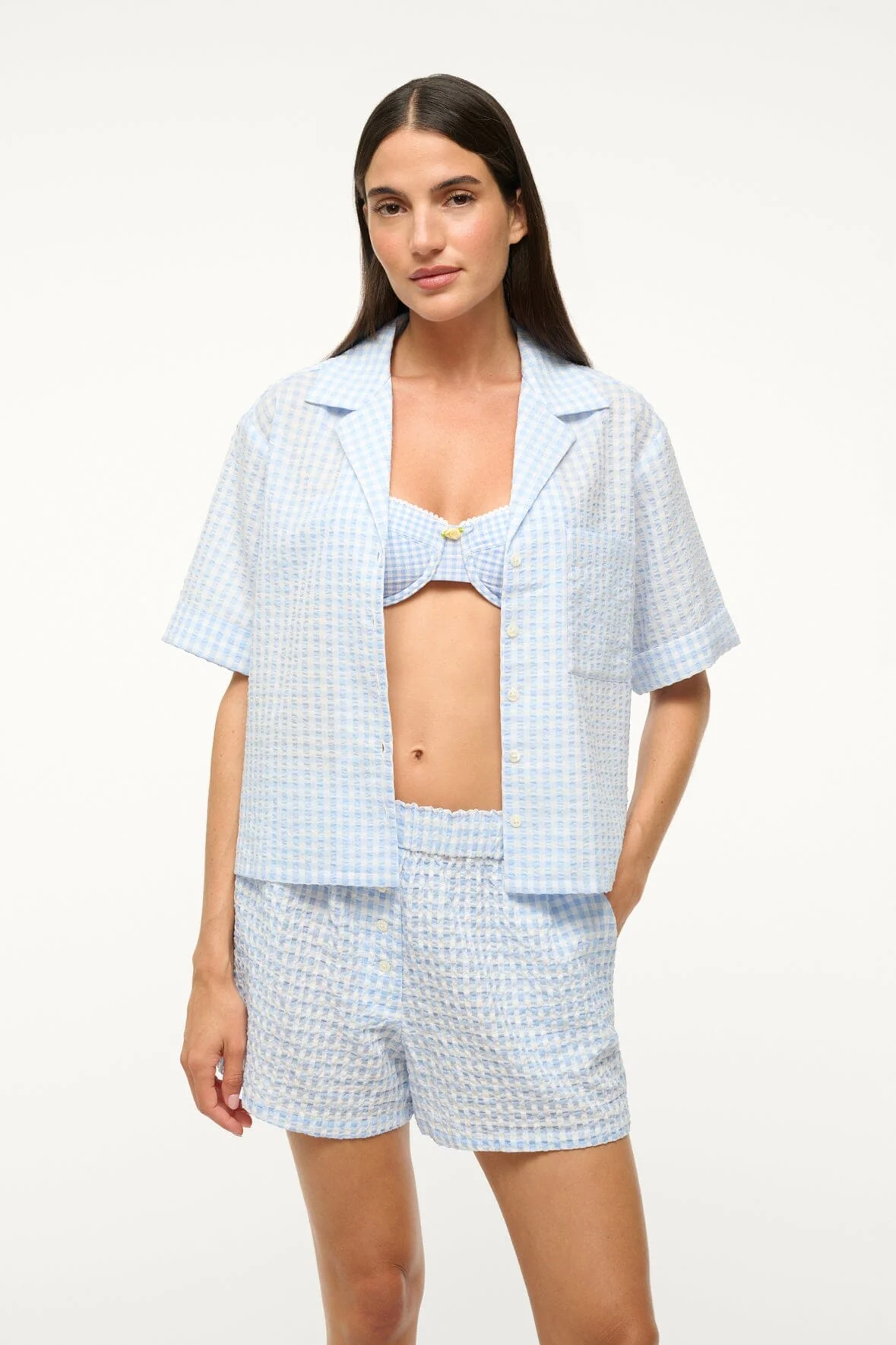GABI COVERUP SHORT | SKY GINGHAM - Image 6