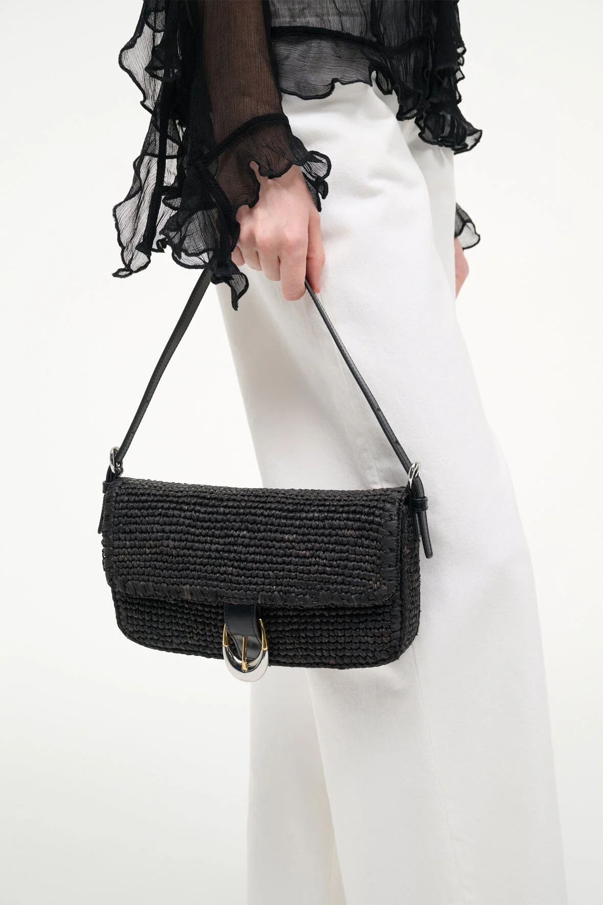 HARLOW RAFFIA BAG | BLACK RAFFIA - Image 4