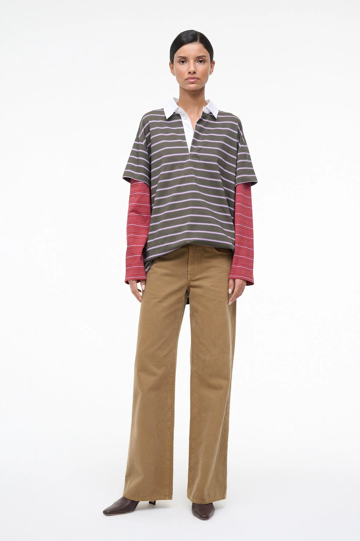 IVAR DRESS | PINE STRIPE BURGUNDY STRIPE - Image 3