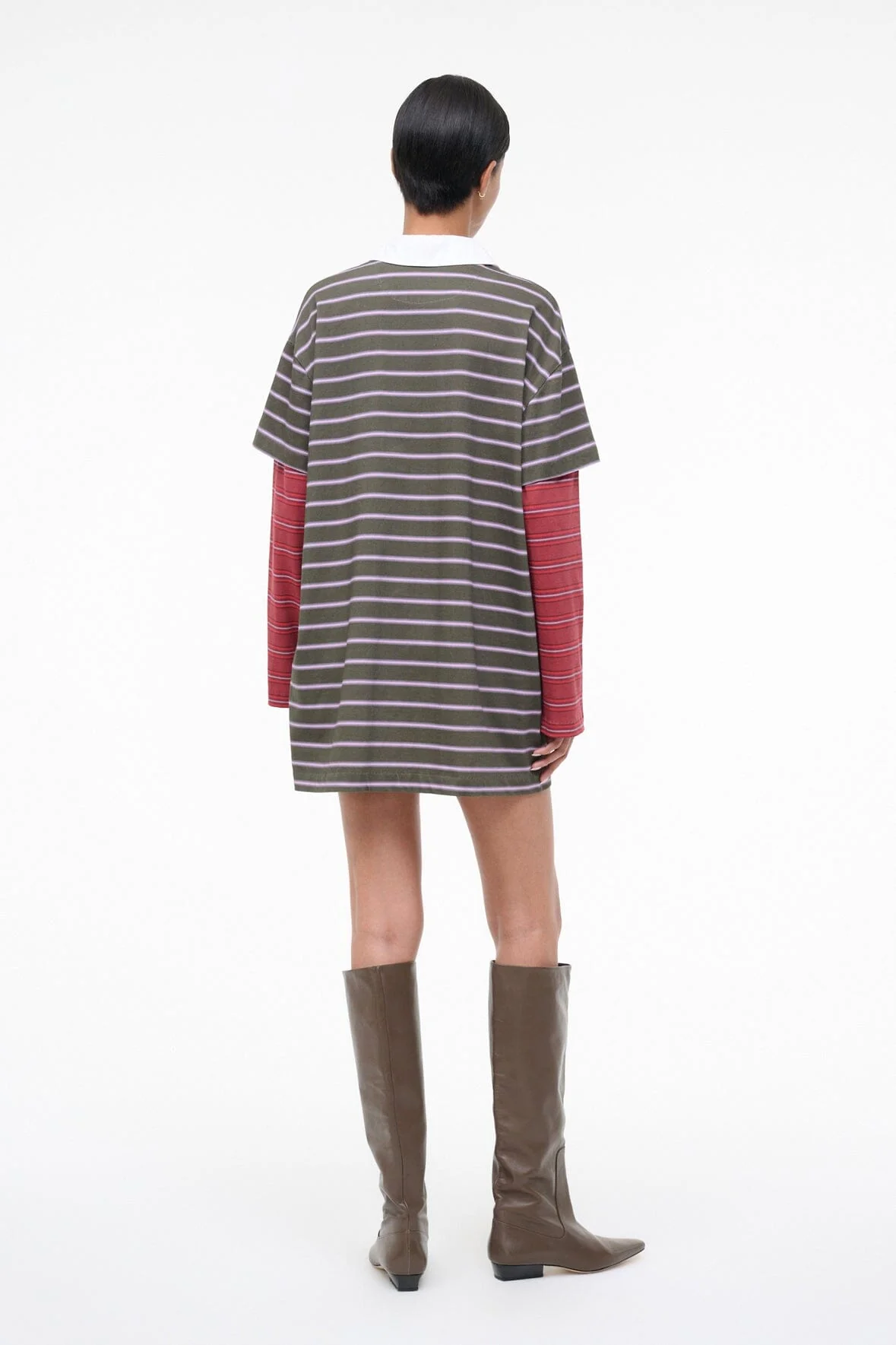 IVAR DRESS | PINE STRIPE BURGUNDY STRIPE - Image 4