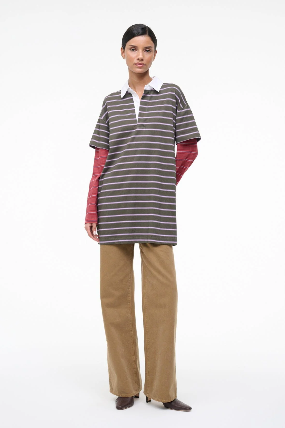 IVAR DRESS | PINE STRIPE BURGUNDY STRIPE - Image 5