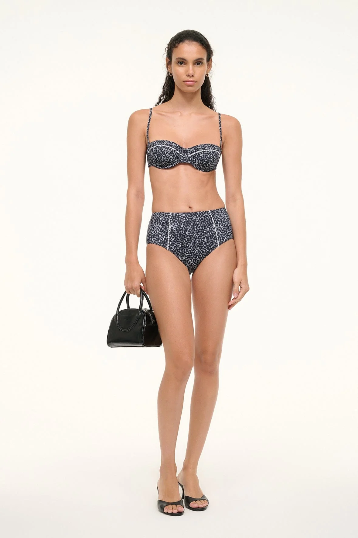 JO BALCONETTE BIKINI TOP | BLACK WOODBLOCK DITSY FLORAL - Image 2