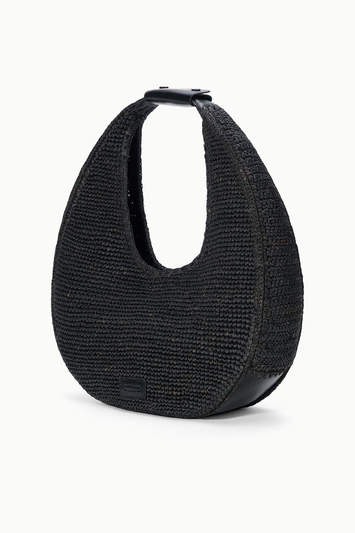 LARGE RAFFIA MOON TOTE BAG | BLACK RAFFIA - Image 3