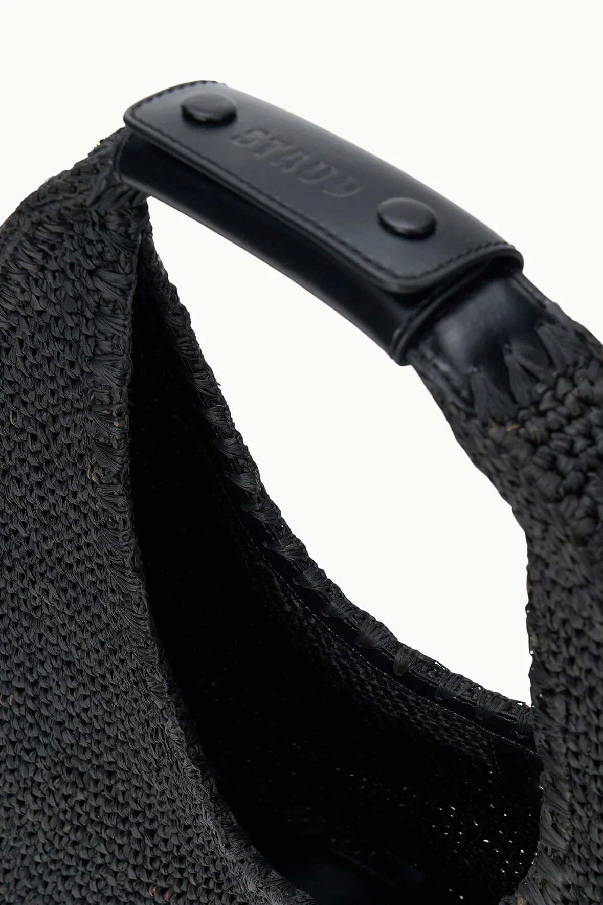LARGE RAFFIA MOON TOTE BAG | BLACK RAFFIA - Image 7