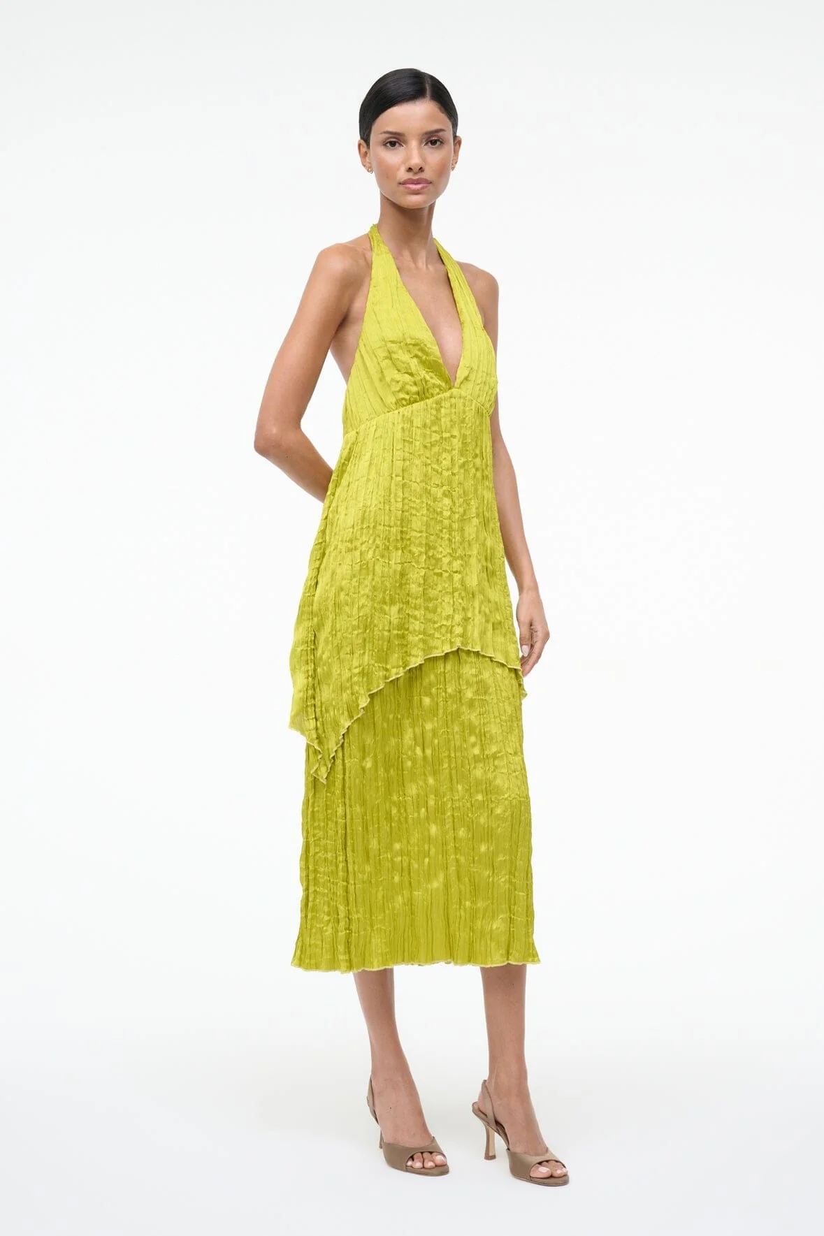 LAURIE DRESS | CHARTREUSE PLISSE - Image 3