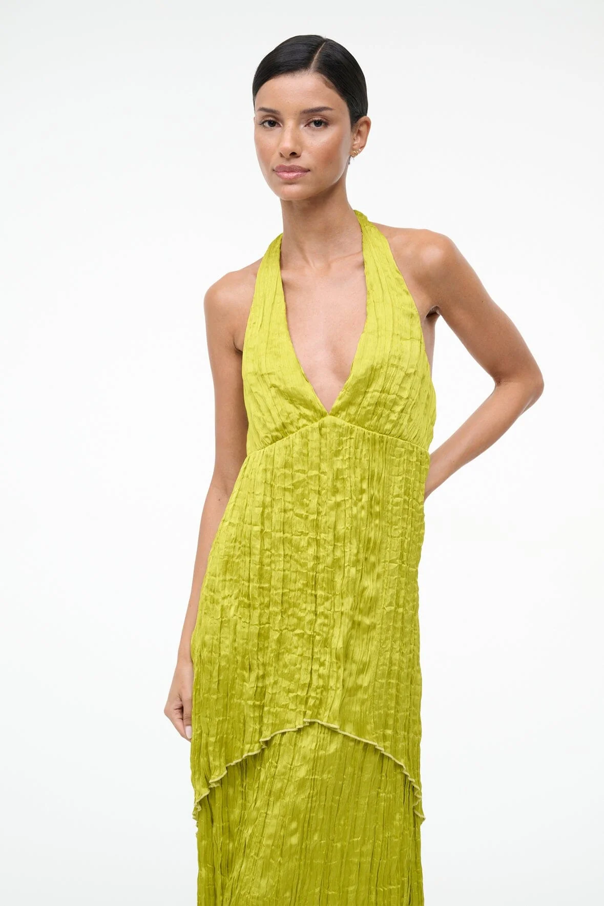LAURIE DRESS | CHARTREUSE PLISSE - Image 4