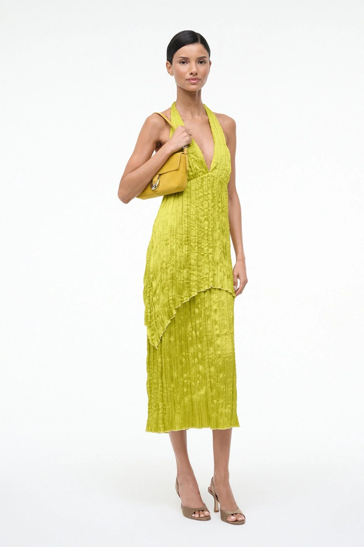 LAURIE DRESS | CHARTREUSE PLISSE - Image 6