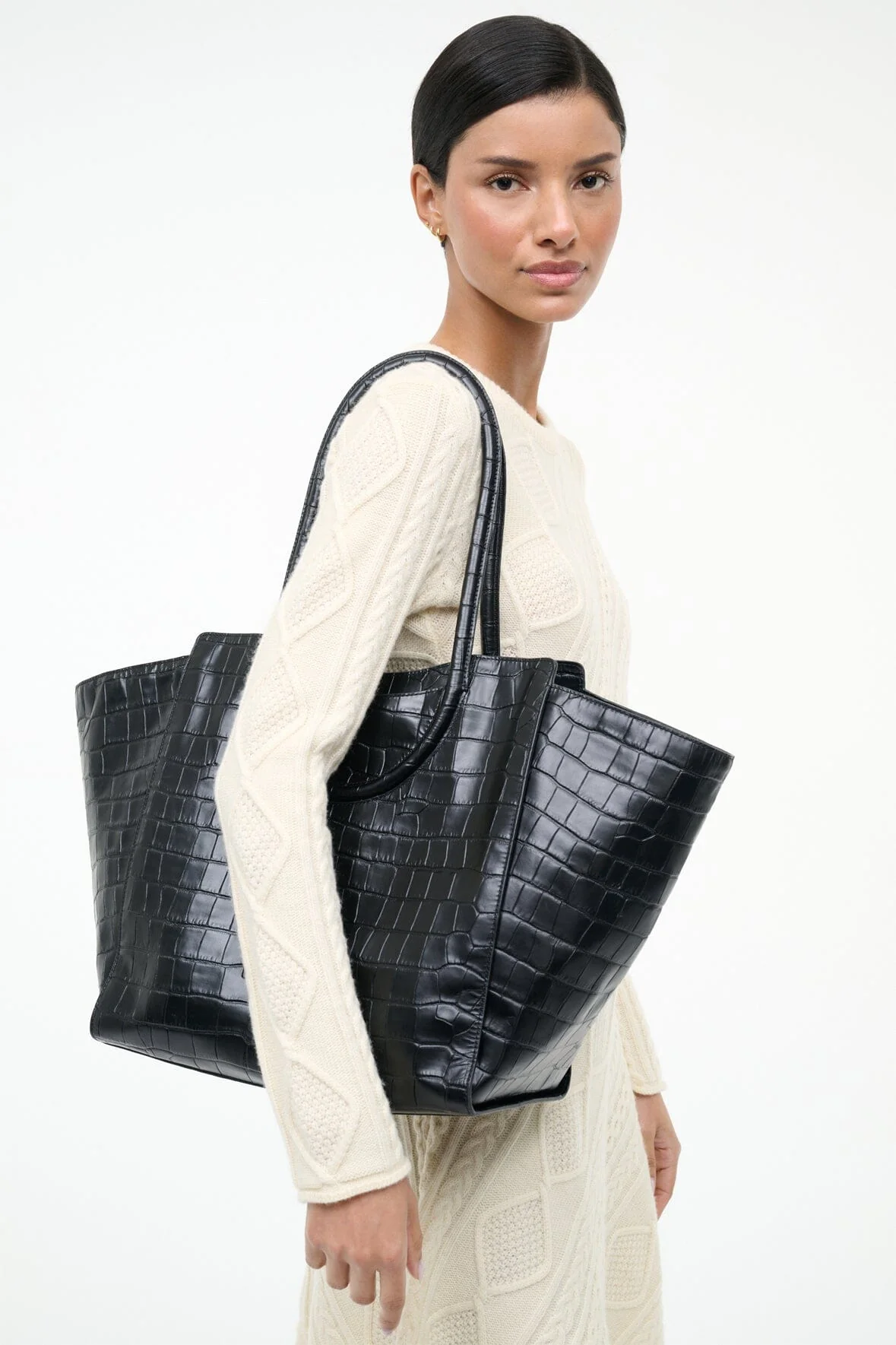 MAUDE TOTE BAG | BLACK CROCO - Image 4