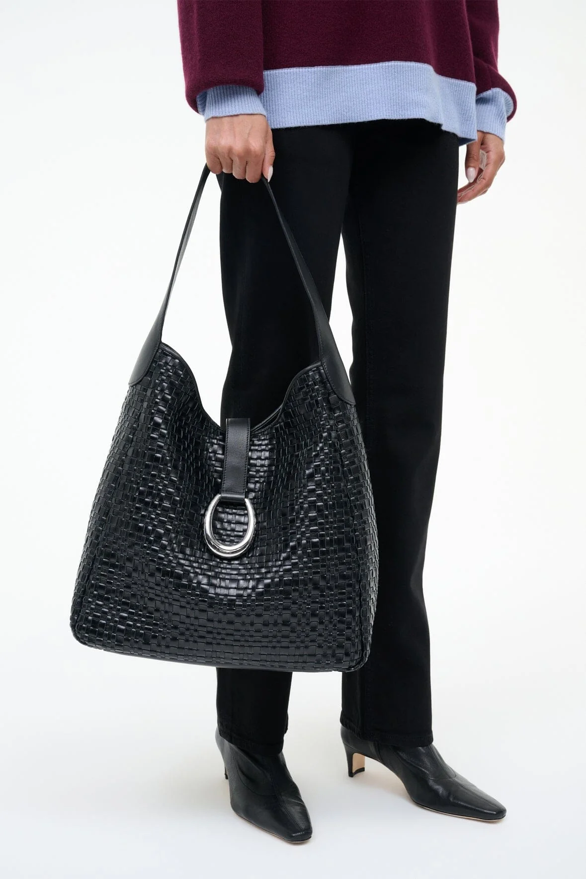 MAYA HOBO BAG | BLACK WOVEN - Image 4