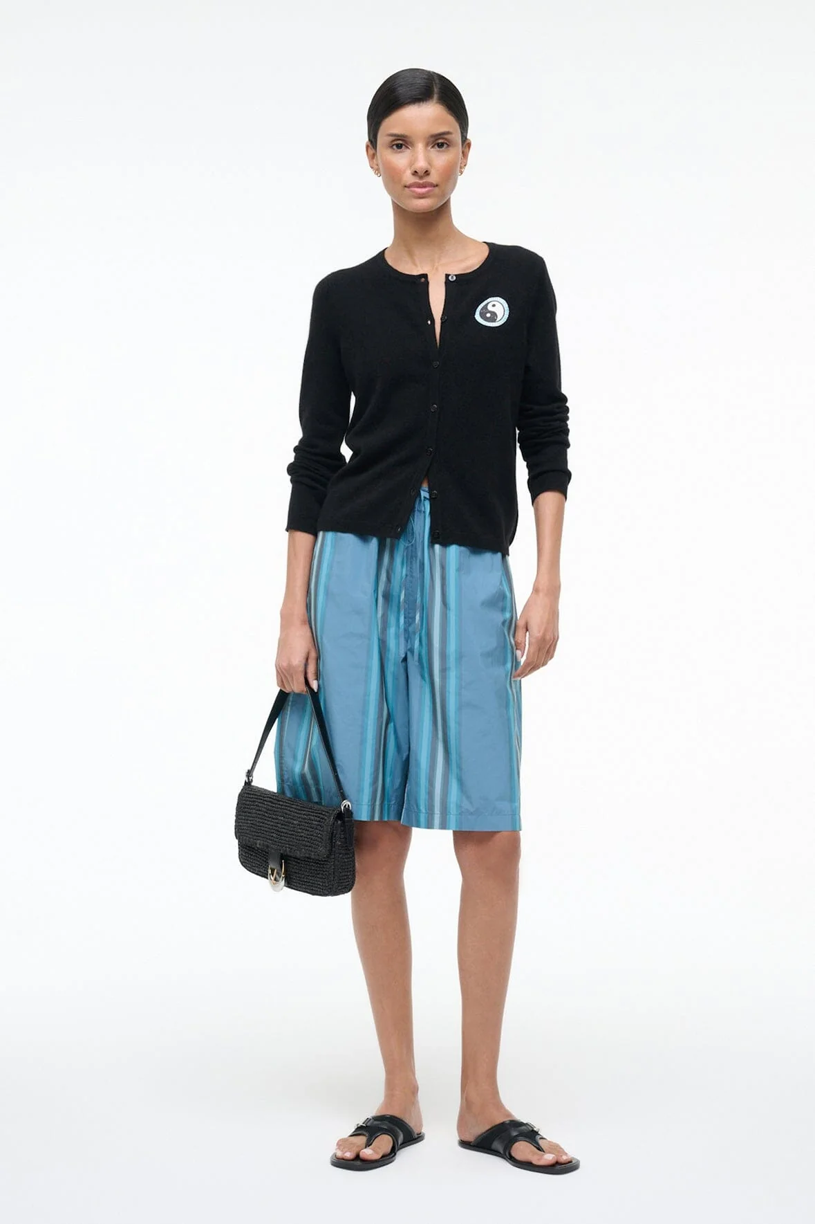 MIDNIGHT CASHMERE CARDIGAN | BLACK PATCHWORK - Image 4