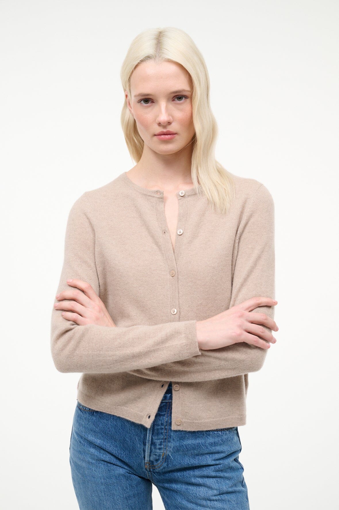 MIDNIGHT CASHMERE CARDIGAN | STONE - Image 4
