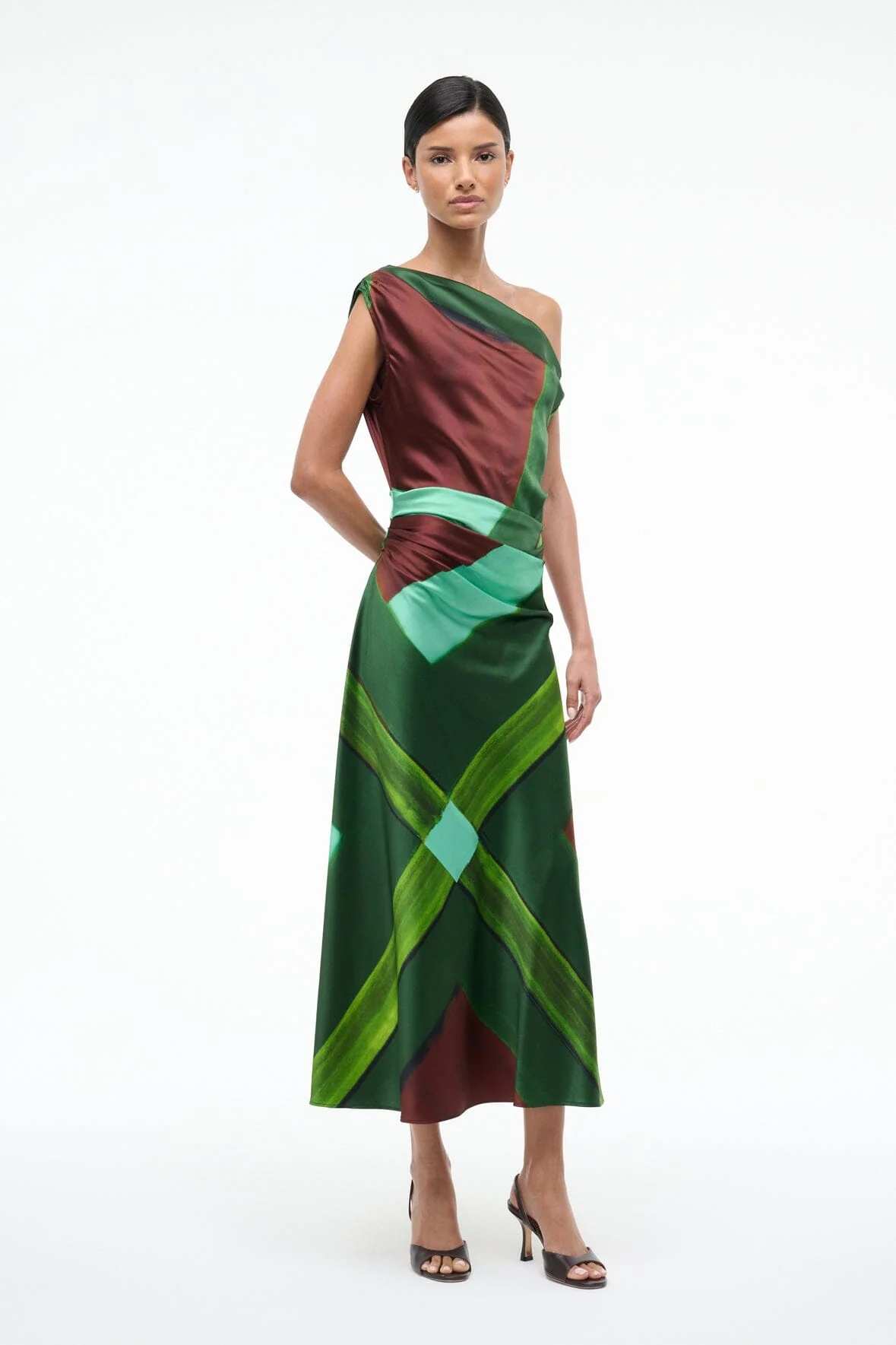 PHARE SILK DRESS | EMERALD PRISM - Image 2