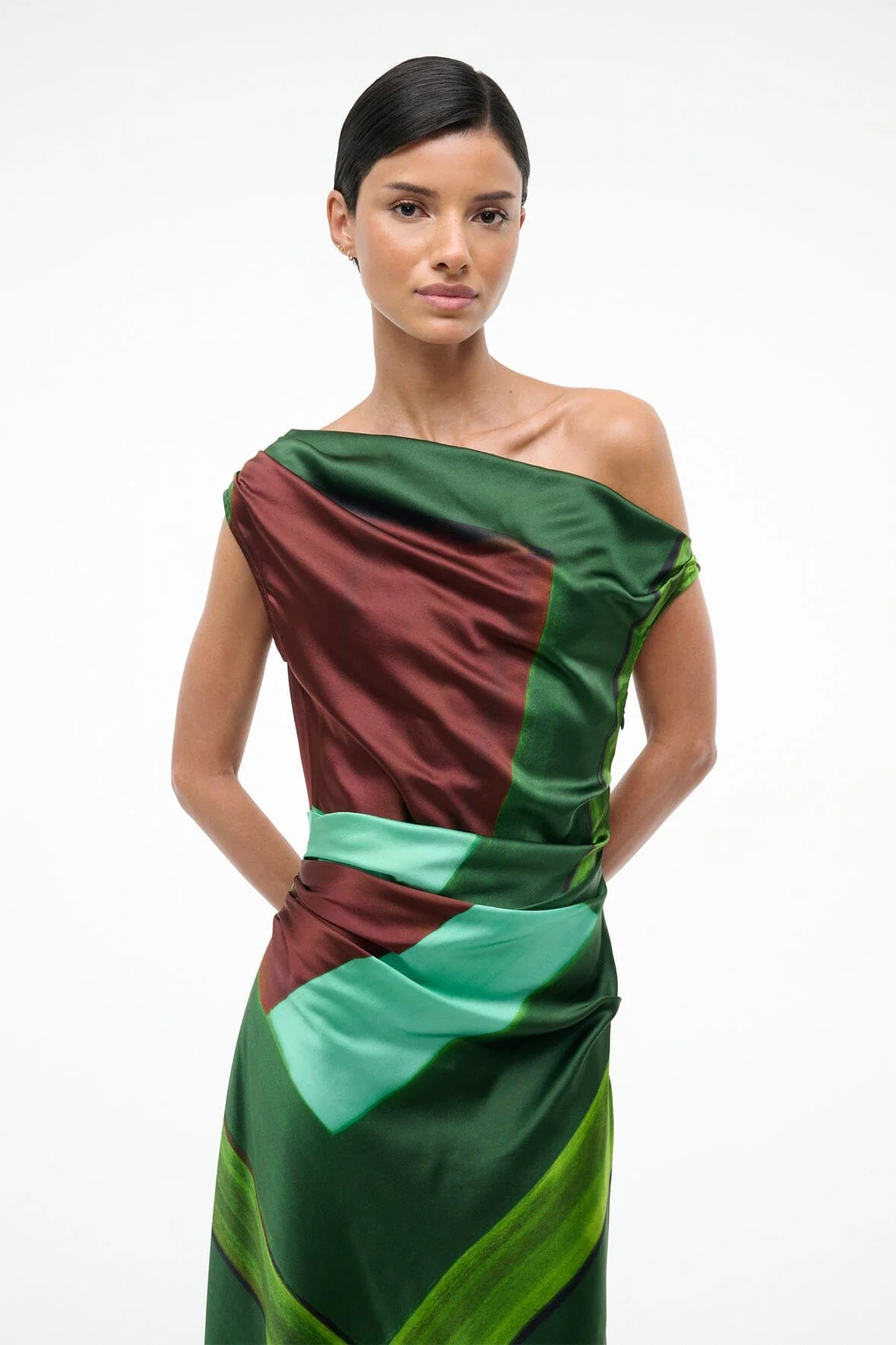PHARE SILK DRESS | EMERALD PRISM - Image 4