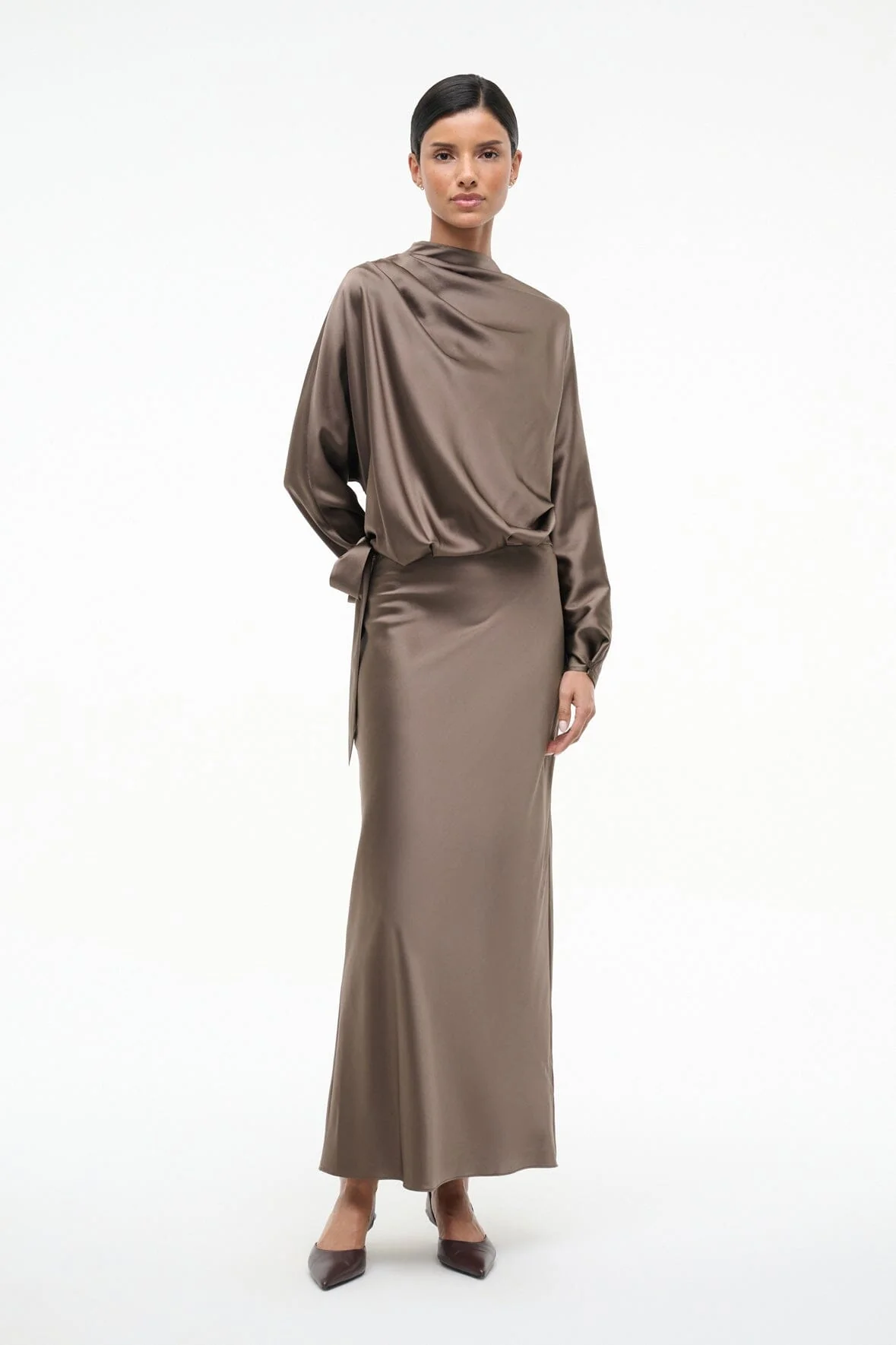 PHOEBE SILK DRESS | TRUFFLE - Image 5