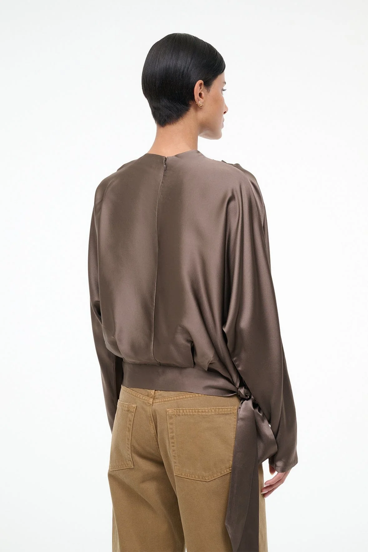 PHOEBE SILK TOP | TRUFFLE - Image 3