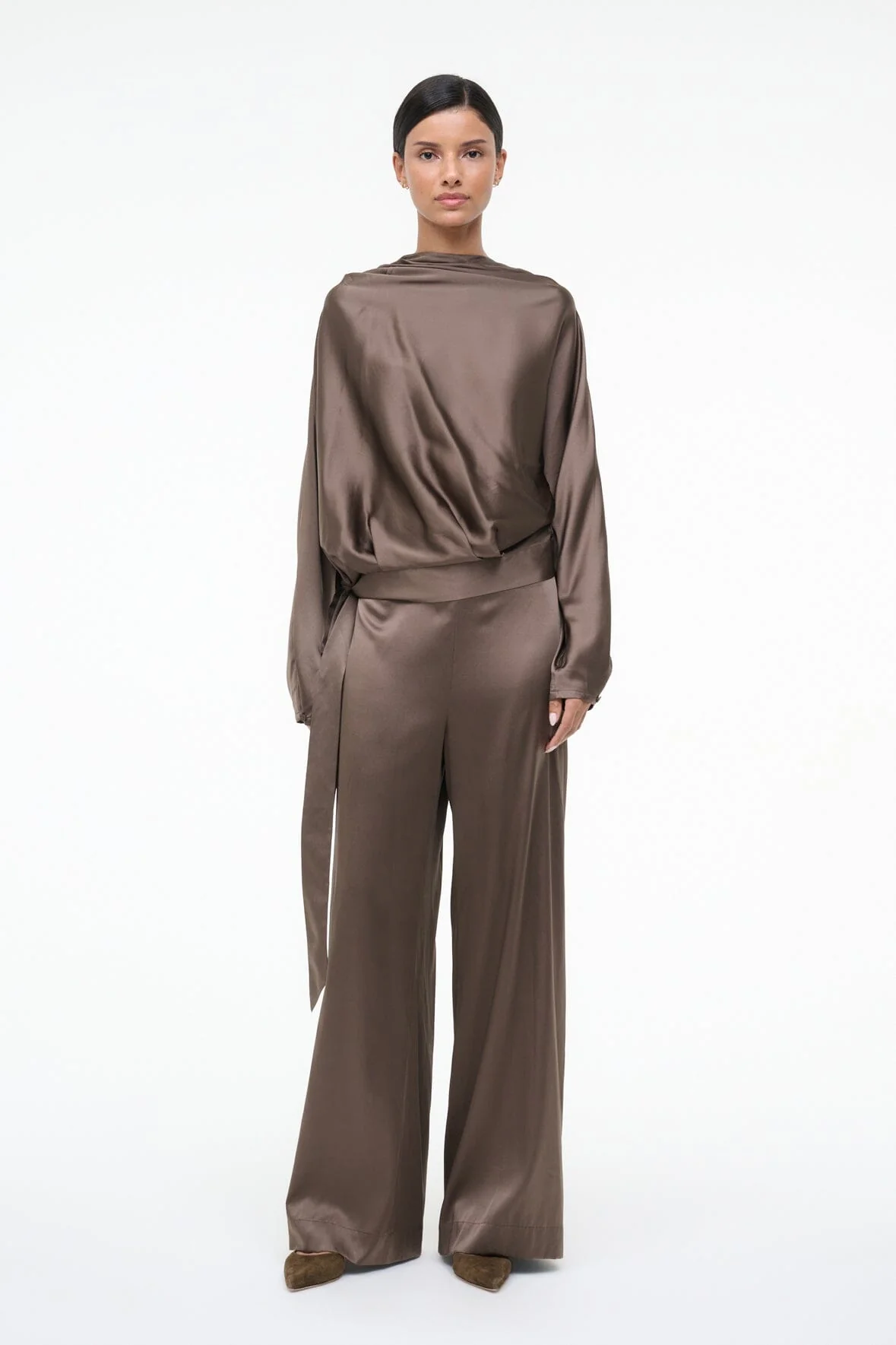 PHOEBE SILK TOP | TRUFFLE - Image 5