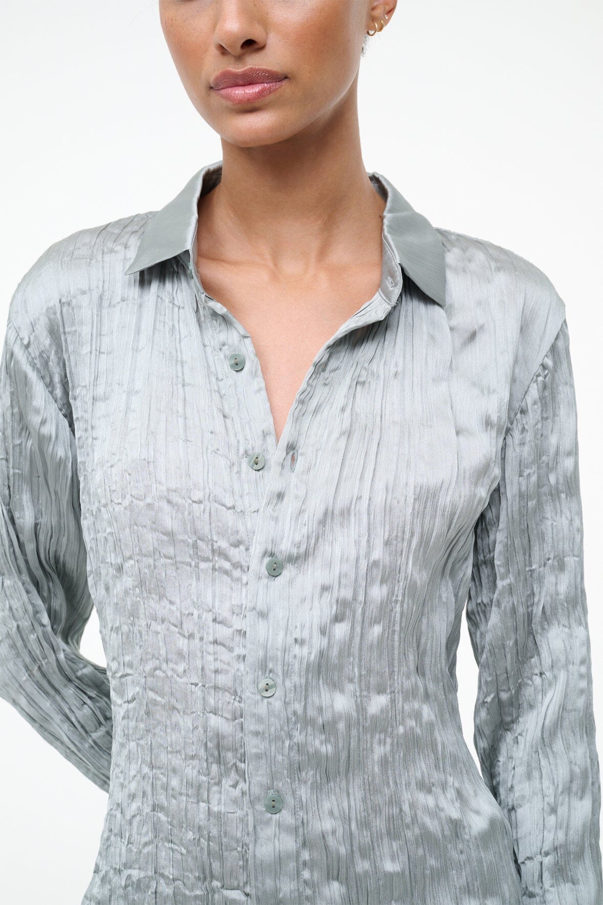SUKI SHIRT | SILVER SAGE PLISSE - Image 4