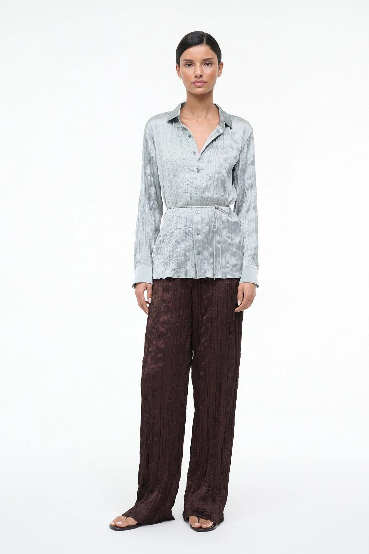 SUKI SHIRT | SILVER SAGE PLISSE - Image 5