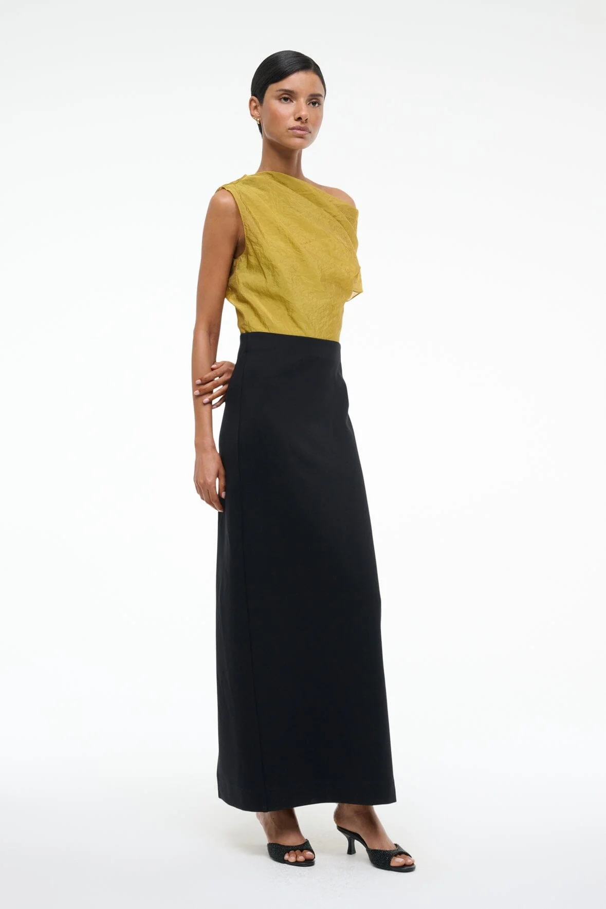 TOPAZ DRESS | CHARTREUSE BLACK - Image 2