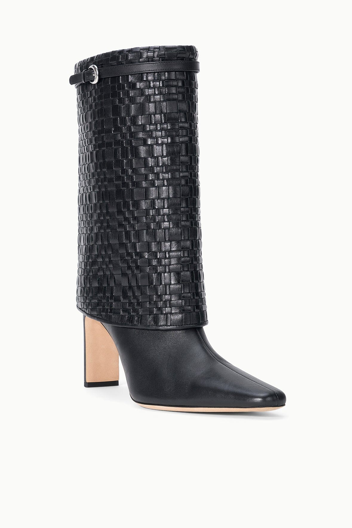 WALLY FOLDOVER MID CALF BOOT | BLACK WOVEN - Image 3